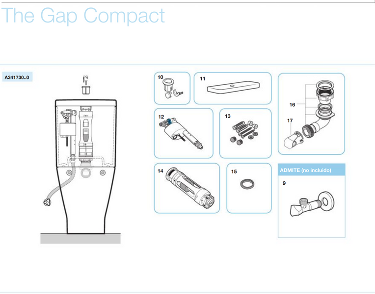 Roca Gap Compacto. Механізм зливу для бачка унітазу (4/2л). AH0003000R AH0003000R фото